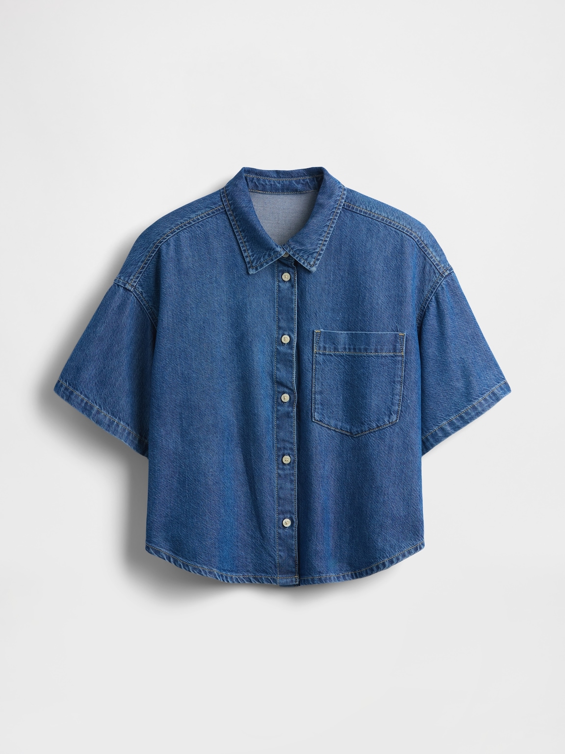 UltraSoft Denim Oversized Camp Shirt