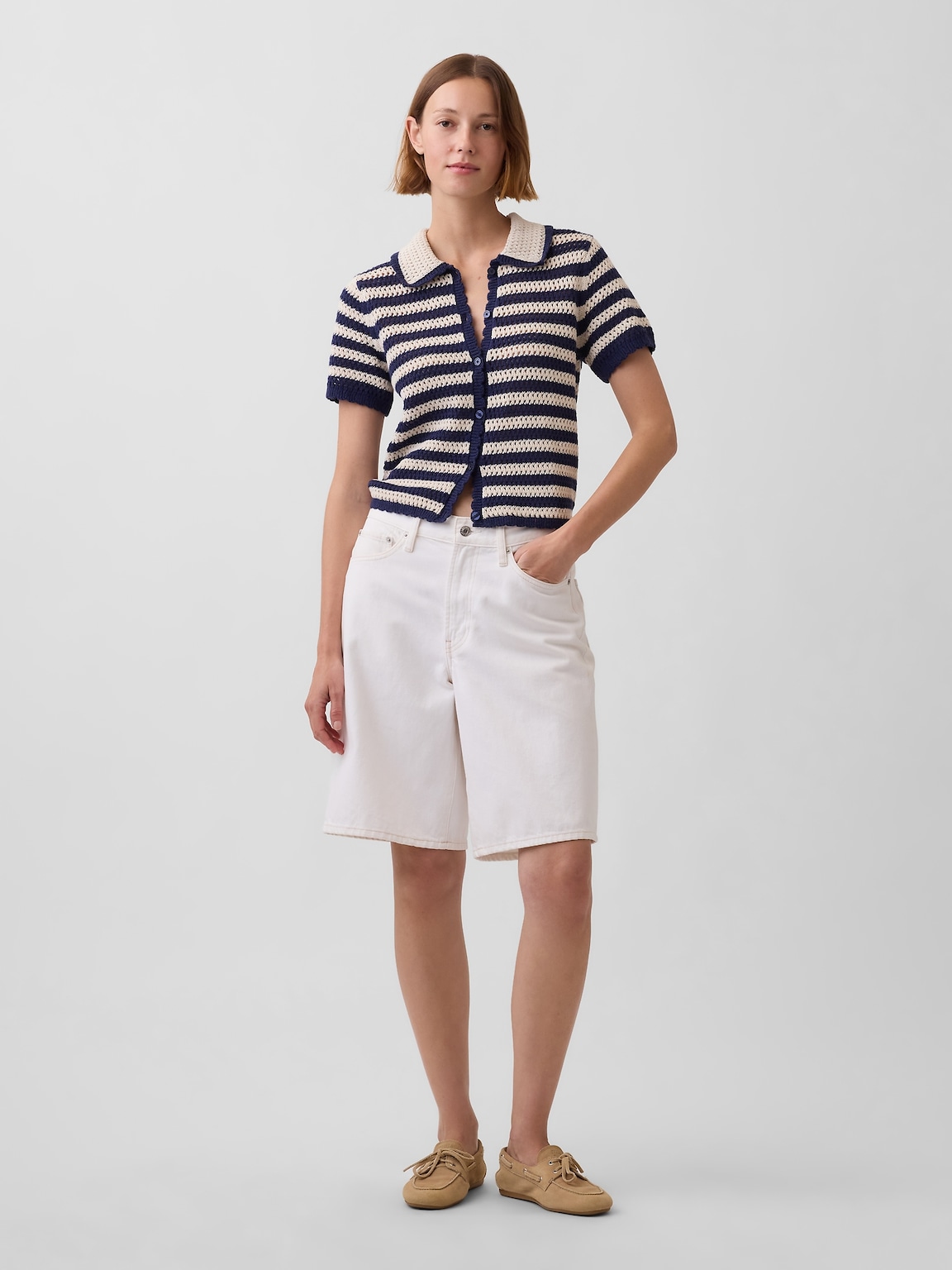 100% Cotton Crochet Relaxed Sweater Shirt