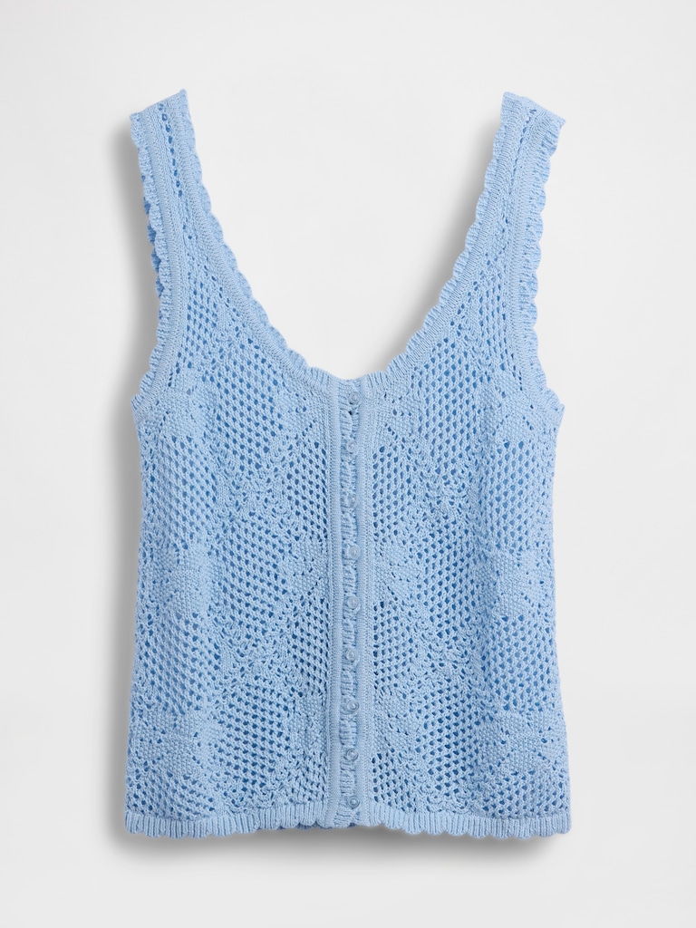 100% Cotton Pointelle Sweater Tank