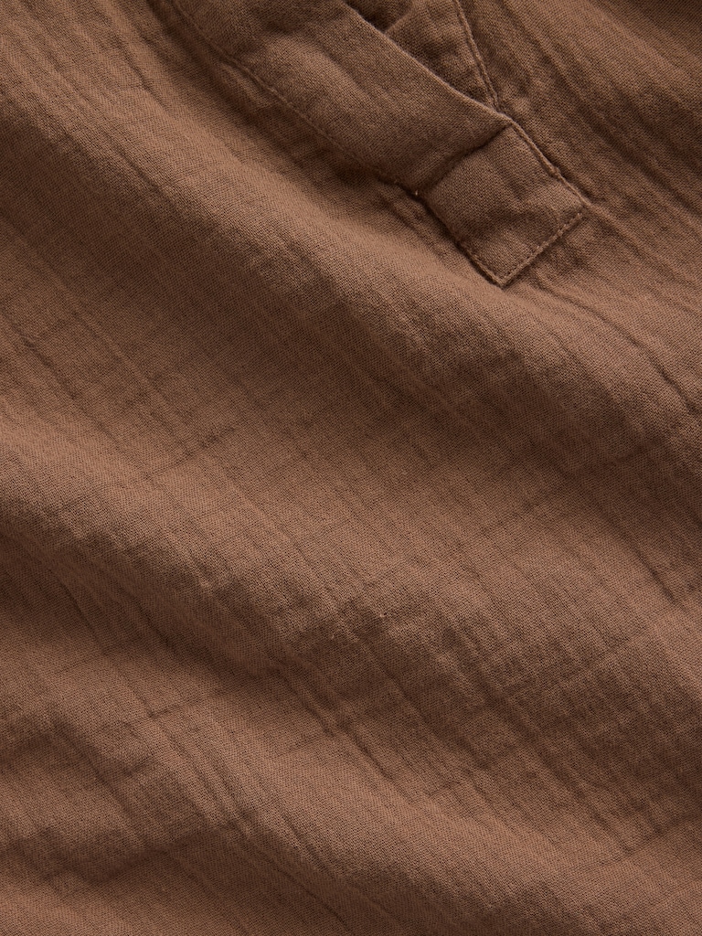 Cotton Gauze Oversized Split-Neck Top