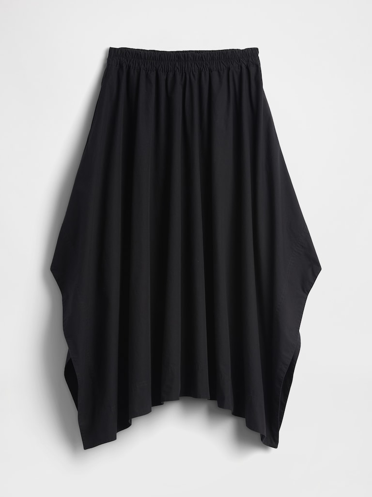 Poplin Handkerchief Midi Skirt