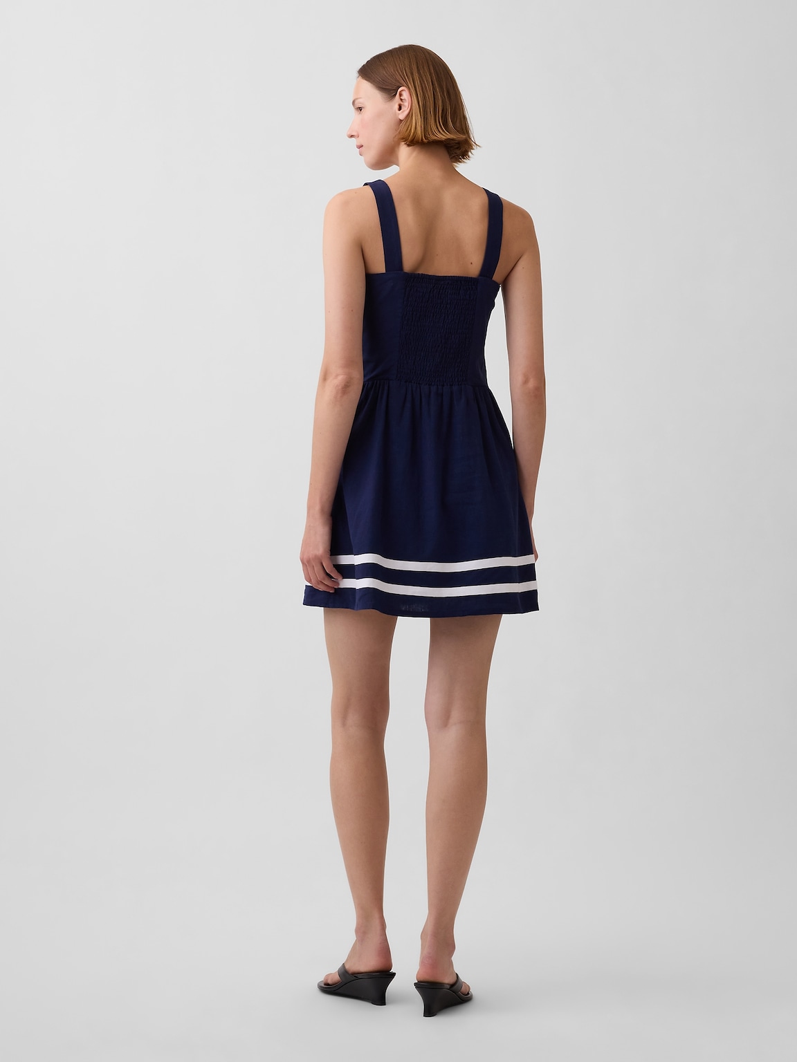 Linen-Blend Drop-Waist Mini Dress