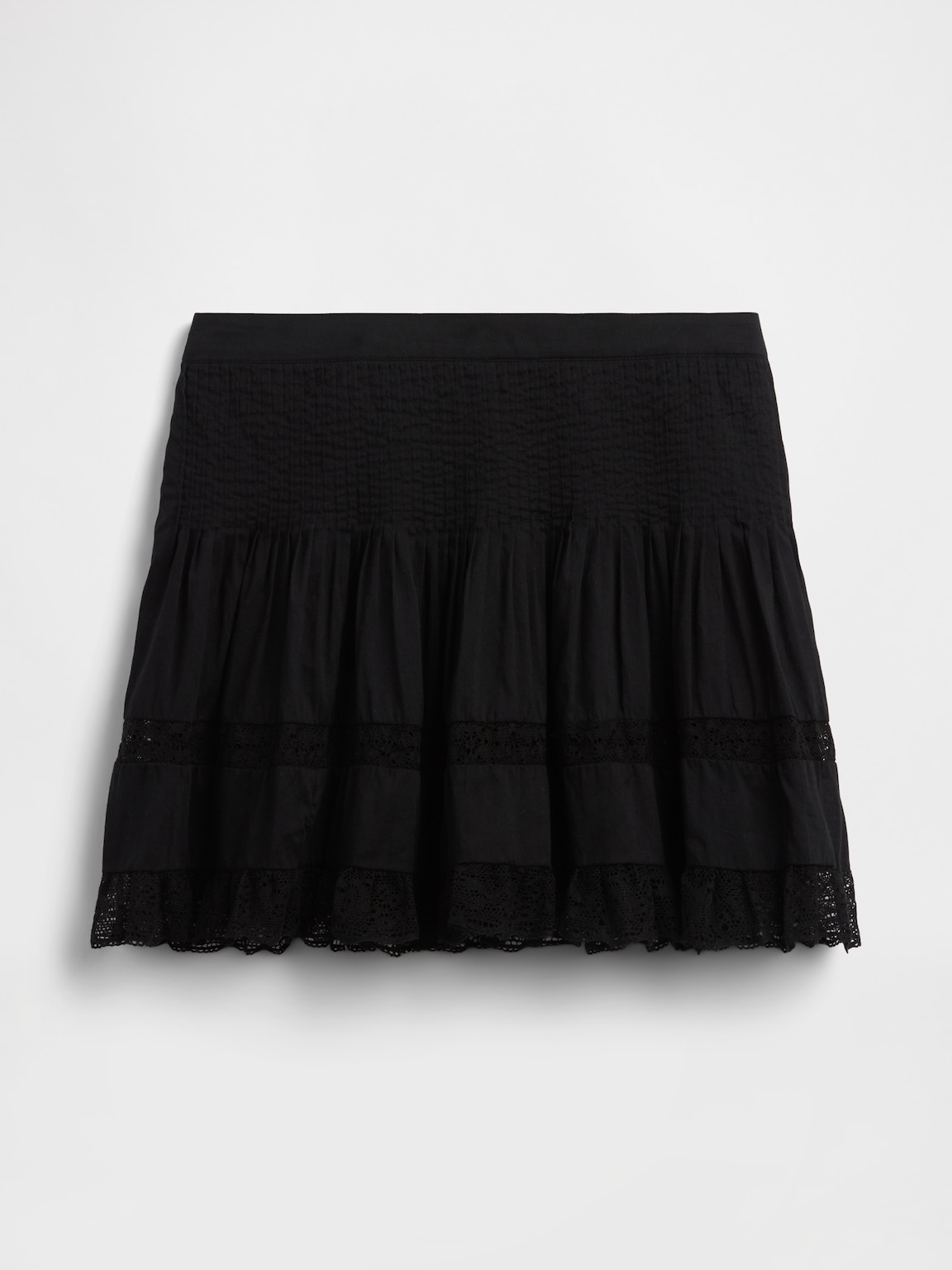 Pintuck Lace-Trim Easy Mini Skort