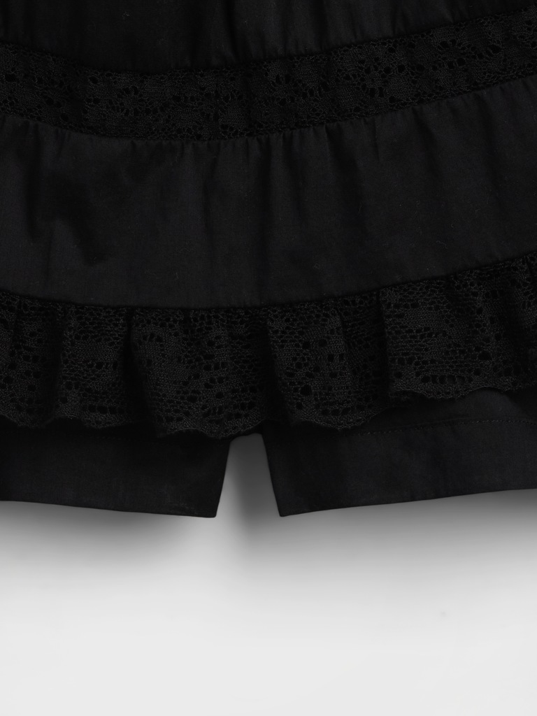 Pintuck Lace-Trim Easy Mini Skirt