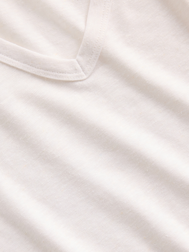 Linen-Blend Relaxed V-Neck T-Shirt
