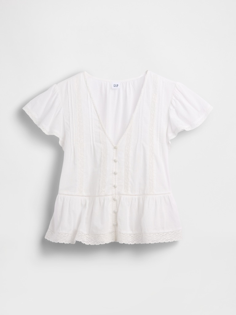 Lace Voile Peplum Crop Top