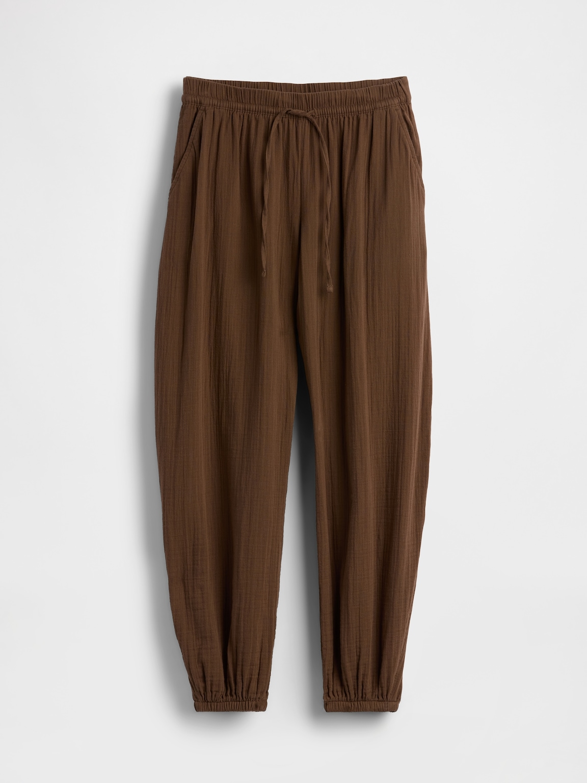 Cotton Gauze Barrel Joggers