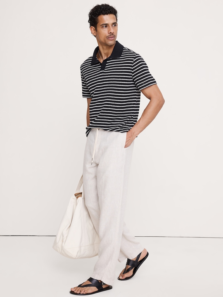 Stripe Johnny-Collar Polo