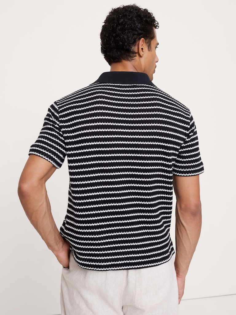 Stripe Johnny-Collar Polo
