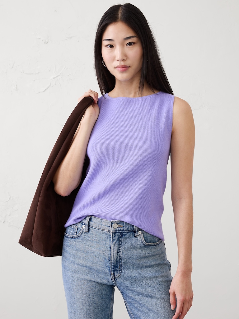 Textured Boatneck Sweater Tank