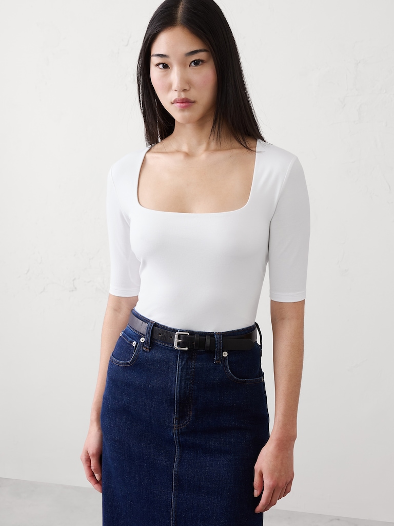Soft Stretch Square-Neck Top