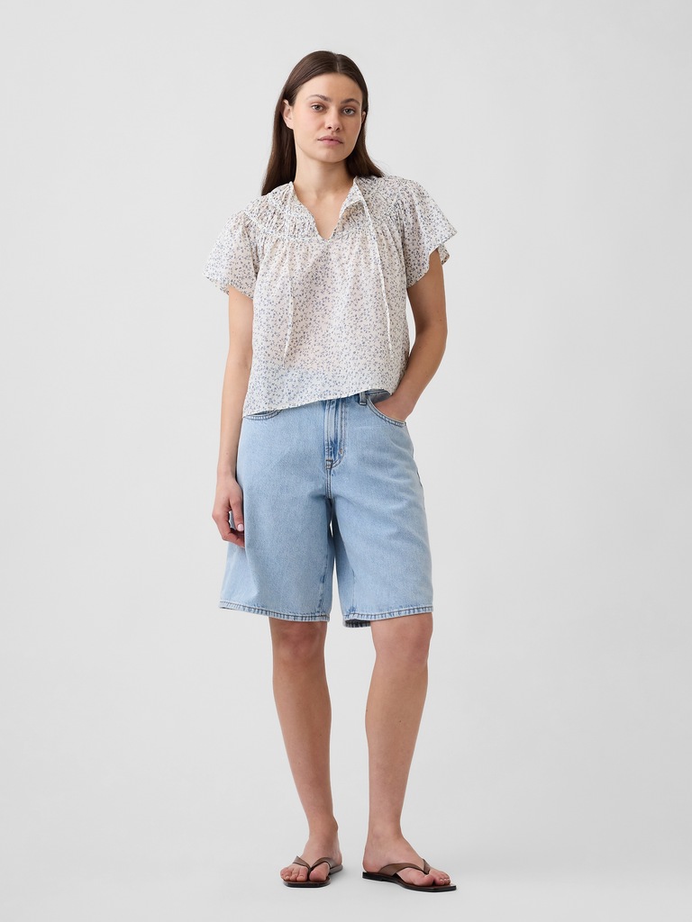 Splitneck Flutter Sleeve Top