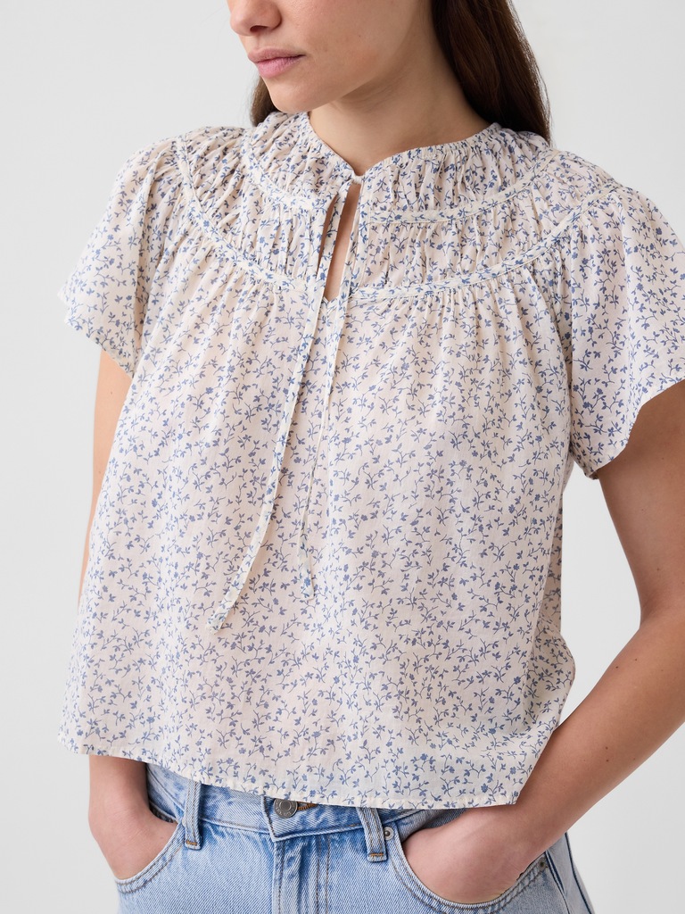 Splitneck Flutter Sleeve Top
