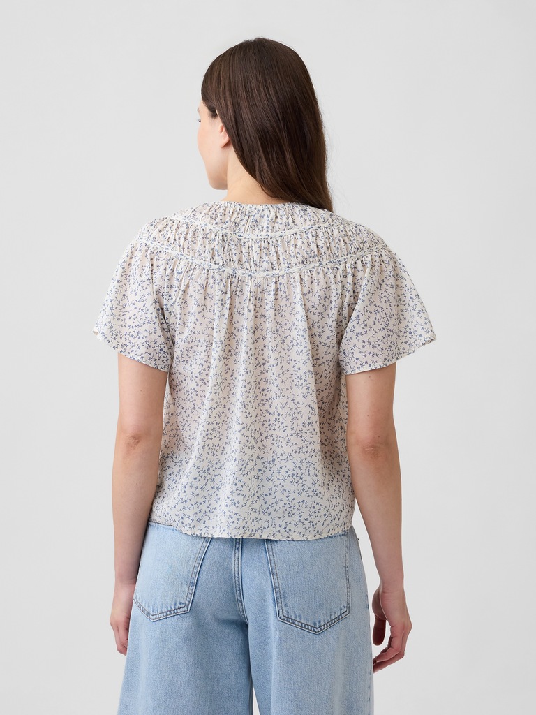 Splitneck Flutter Sleeve Top
