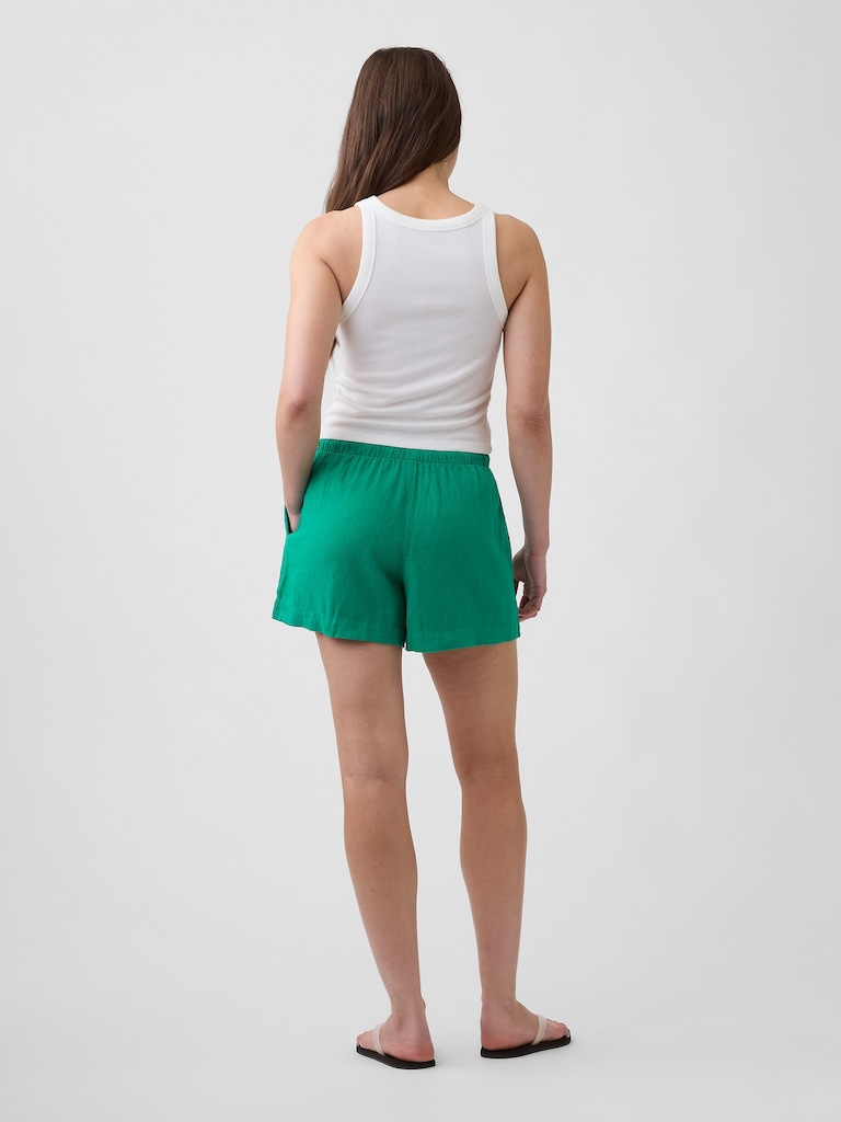 4" Pull-On Linen-Blend Shorts