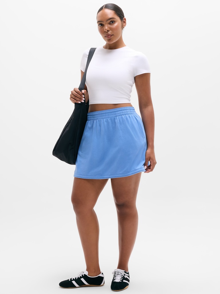 Airy Cotton Terry Mid Rise Mini Skirt