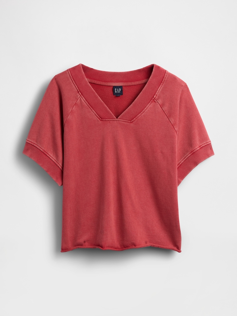 French Terry Oversized V-Neck Sweatshirt