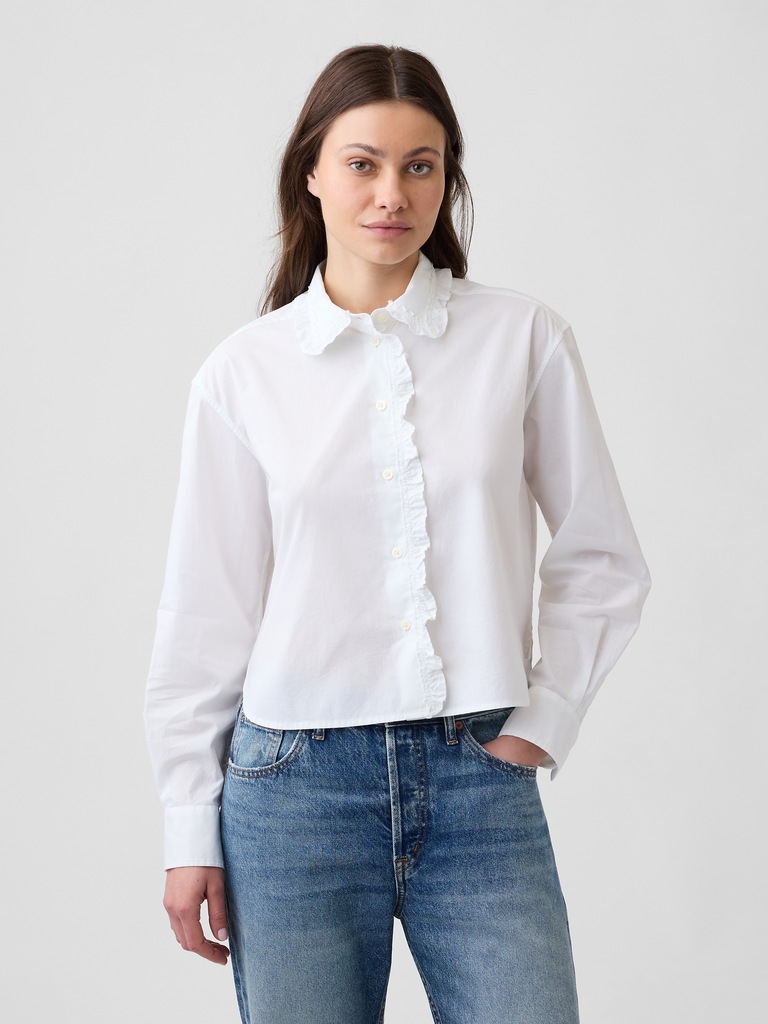 Relaxed Cropped Poplin Shirt
