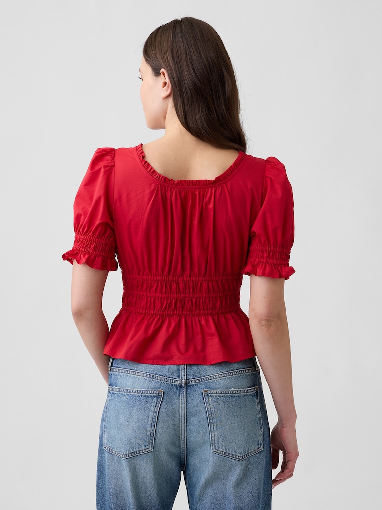 Smocked Puff Sleeve Top