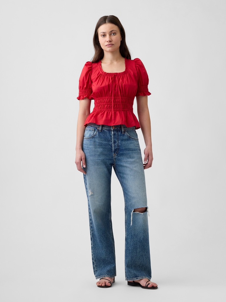 Smocked Puff Sleeve Top