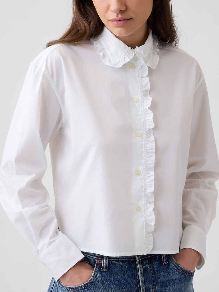 Relaxed Cropped Poplin Shirt