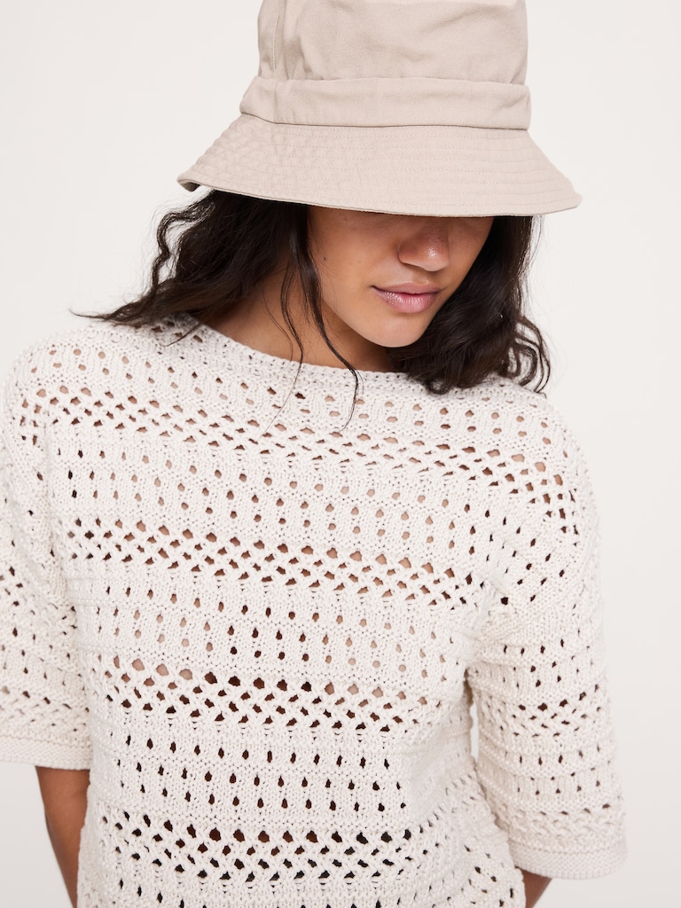 Coastal Cotton Crochet Sweater Tee