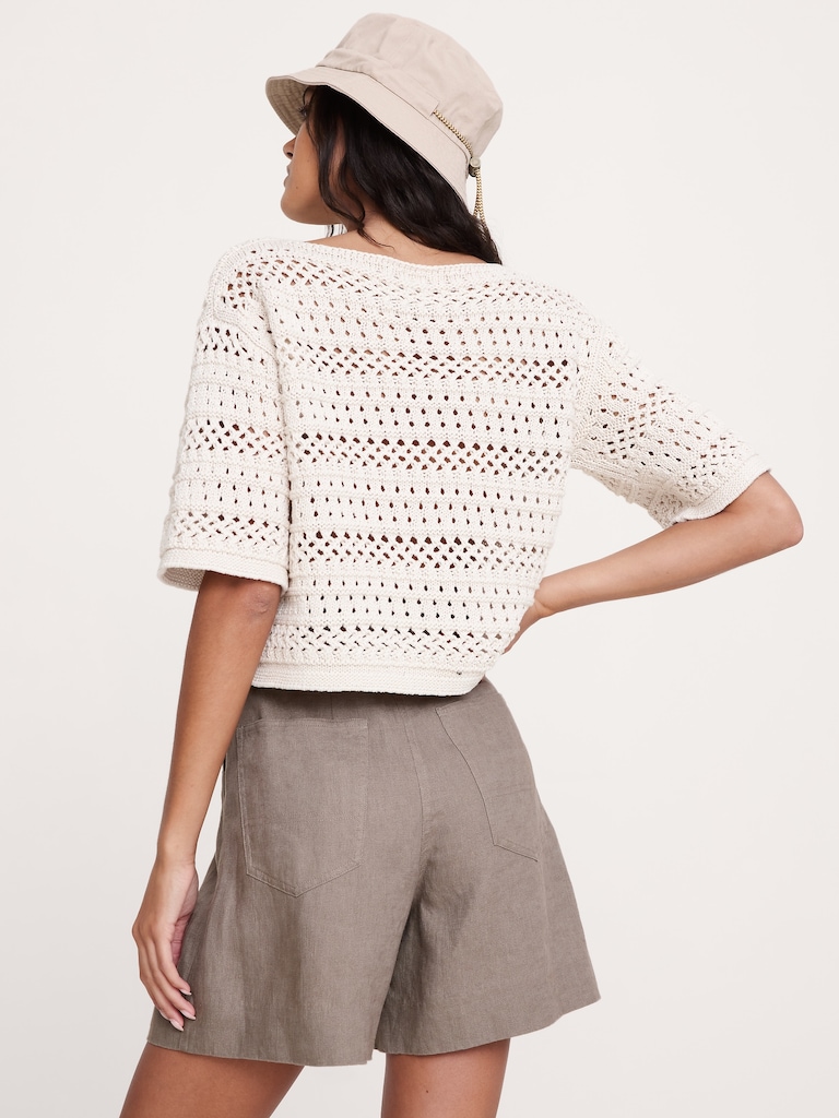 Coastal Cotton Crochet Sweater Tee