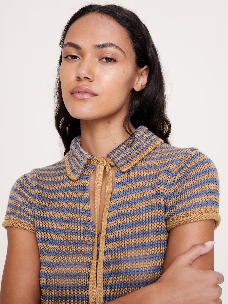Heirloom Linen Tie-Neck Polo