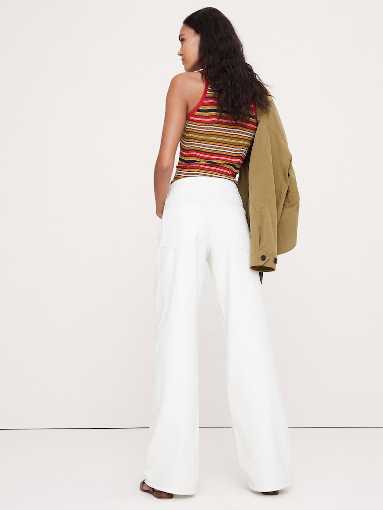 Mid-Rise Wide-Leg Drawstring Jean