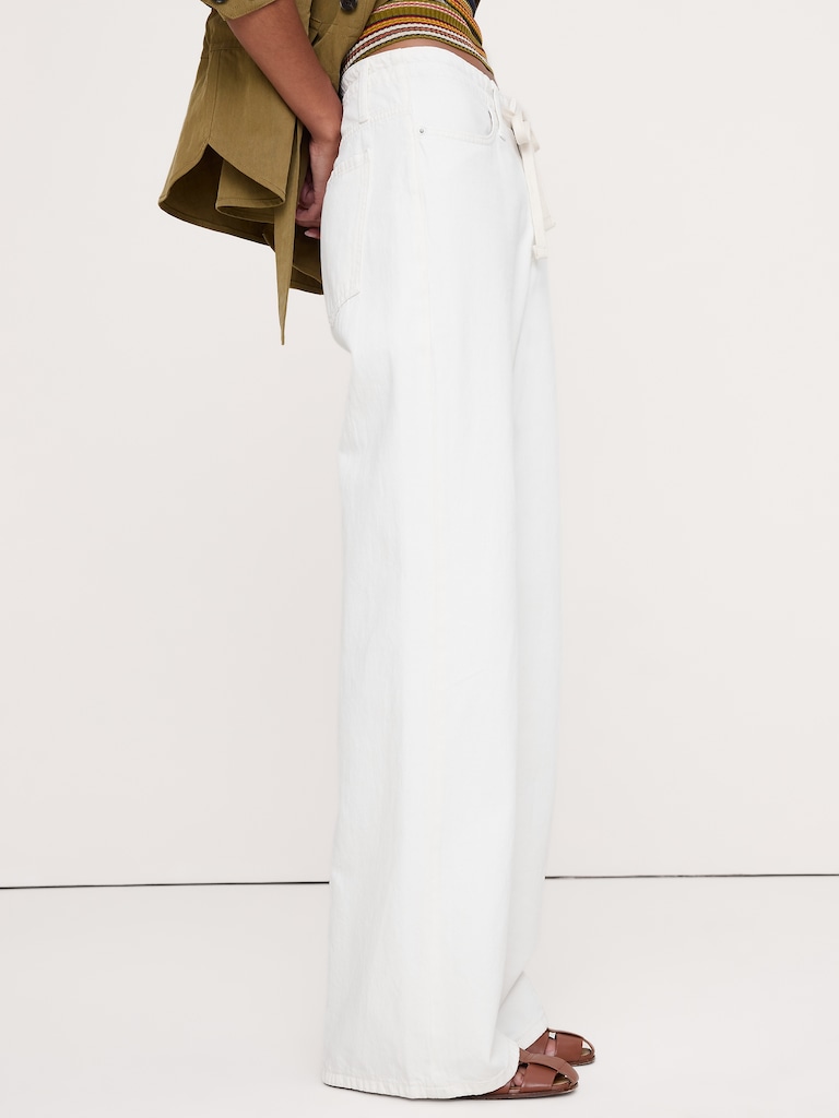 Mid-Rise Wide-Leg Drawstring Jean