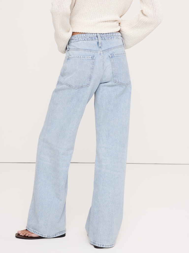 Mid-Rise Wide-Leg Drawstring Jean