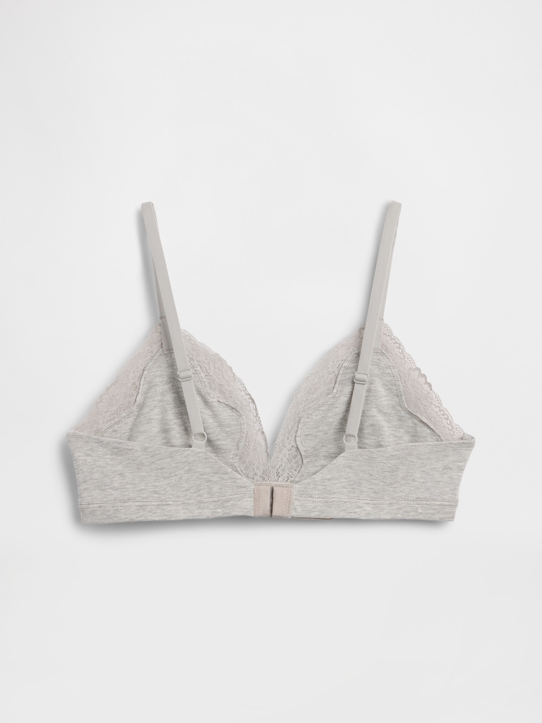 Organic Stretch Cotton Lace-Trim Triangle Bra
