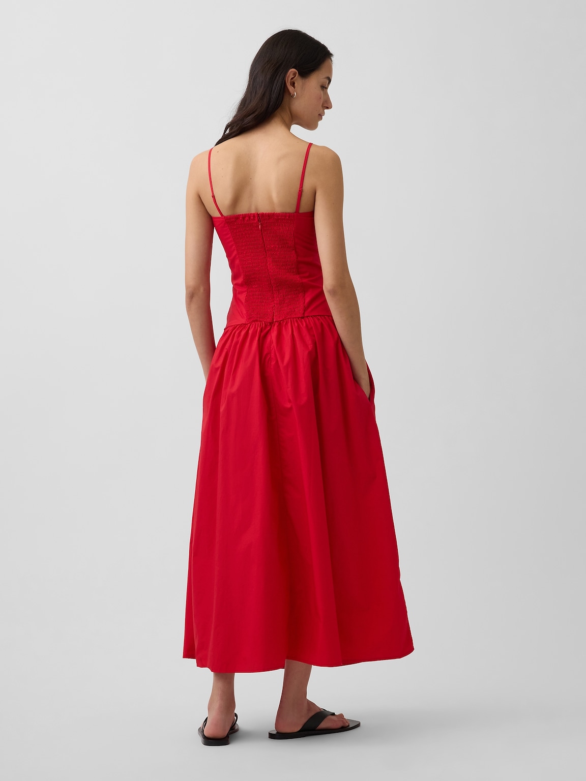 Poplin Drop-Waist Maxi Dress