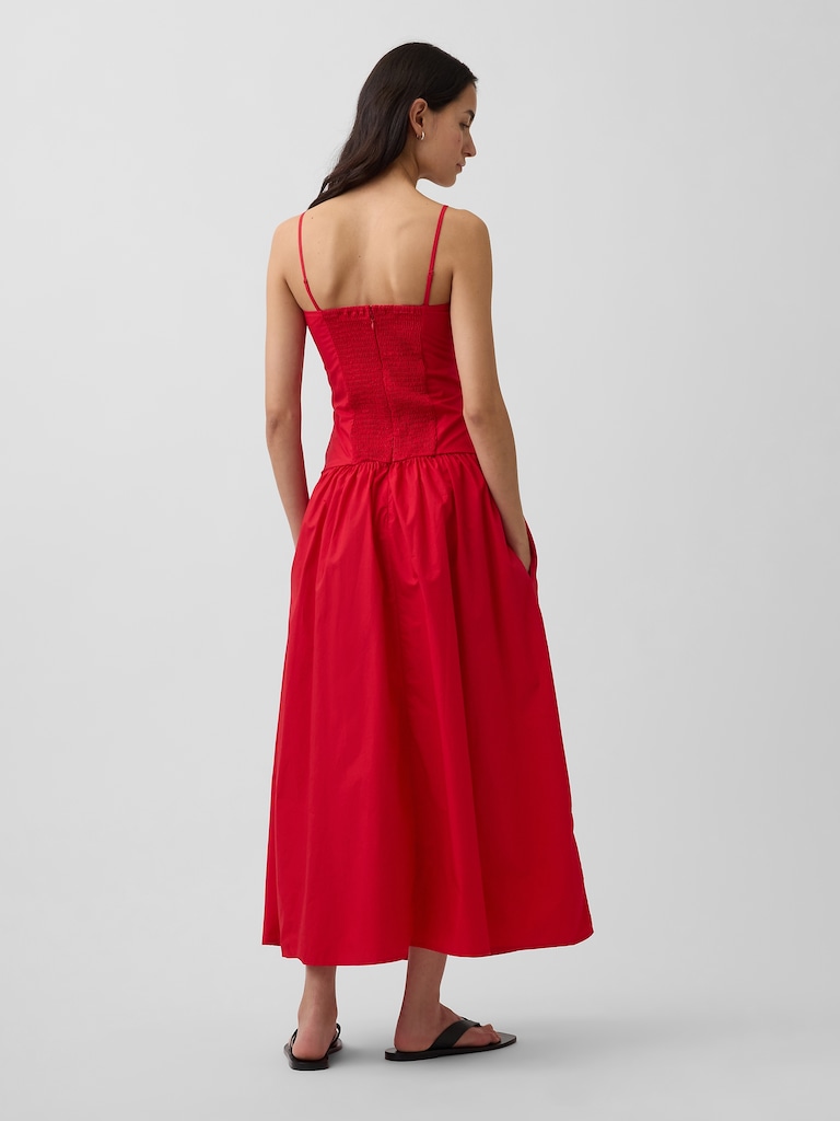 Poplin Drop-Waist Maxi Dress