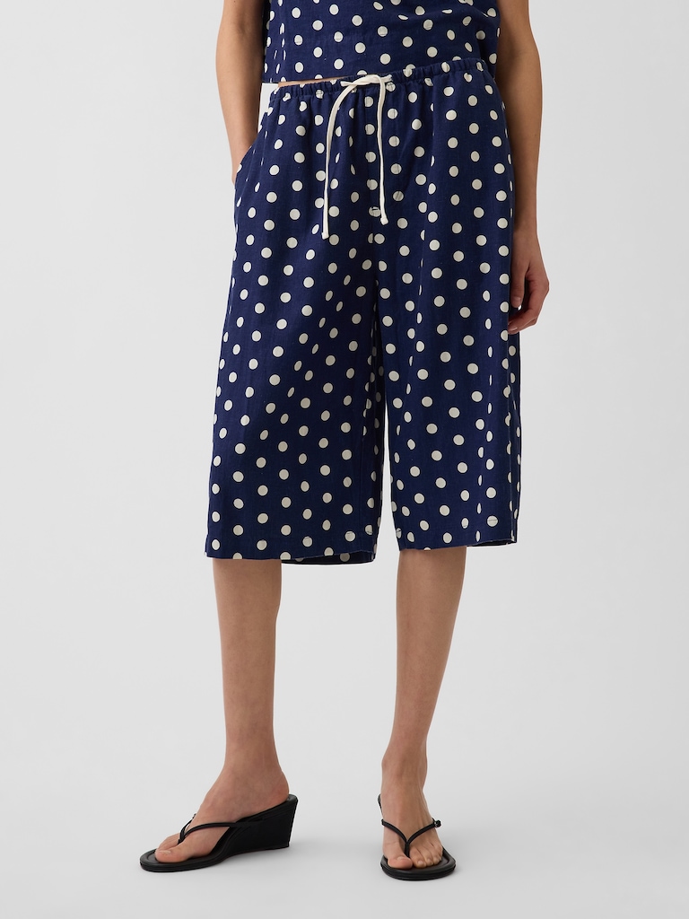 Linen-Blend Relaxed Easy Culotte Pants