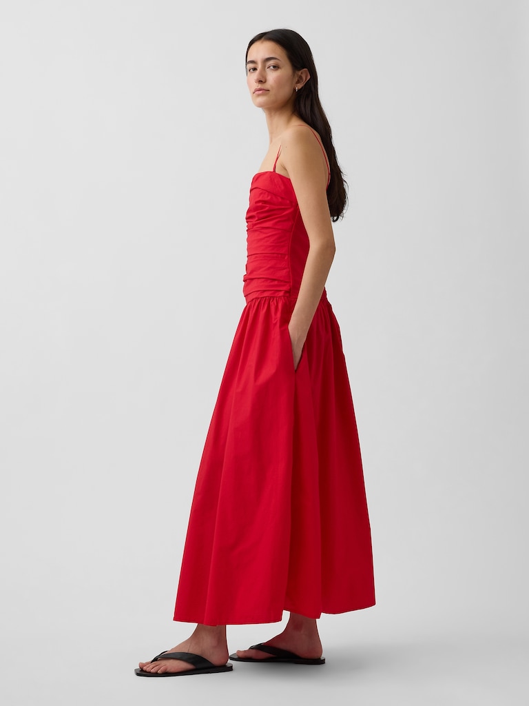 Poplin Drop-Waist Maxi Dress