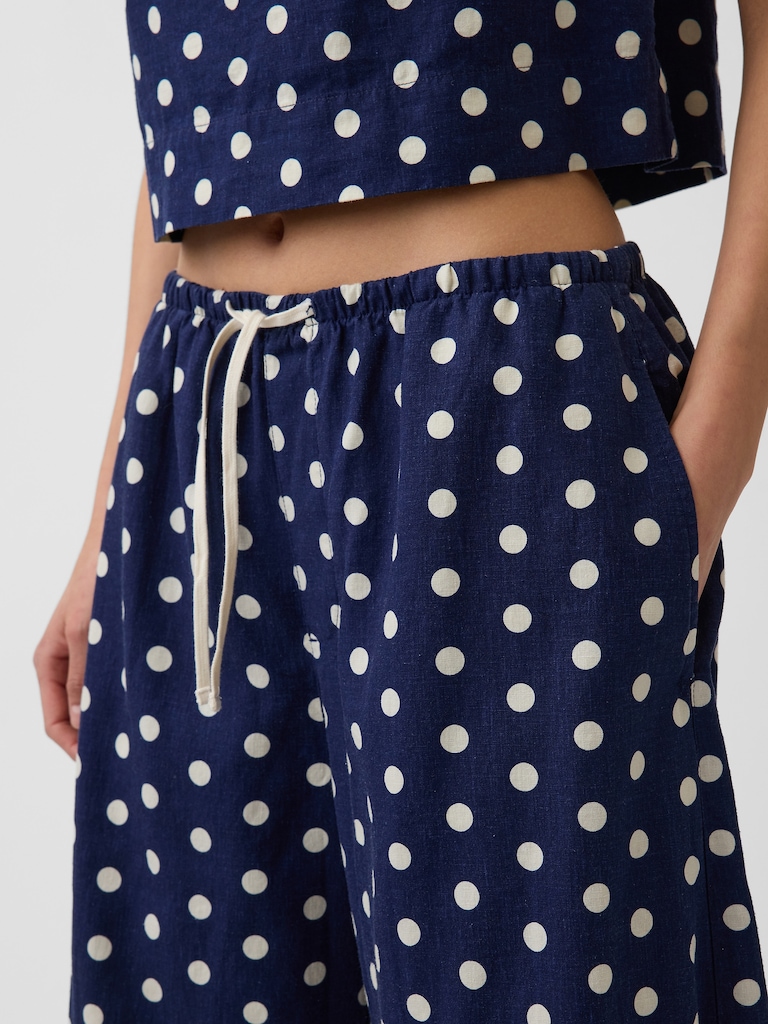 Linen-Blend Relaxed Easy Culotte Pants