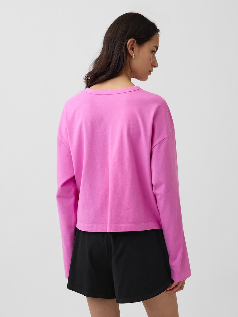 Knit Oversized Crop T-Shirt