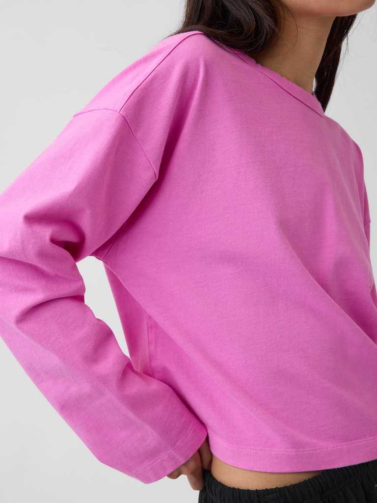 Knit Oversized Crop T-Shirt