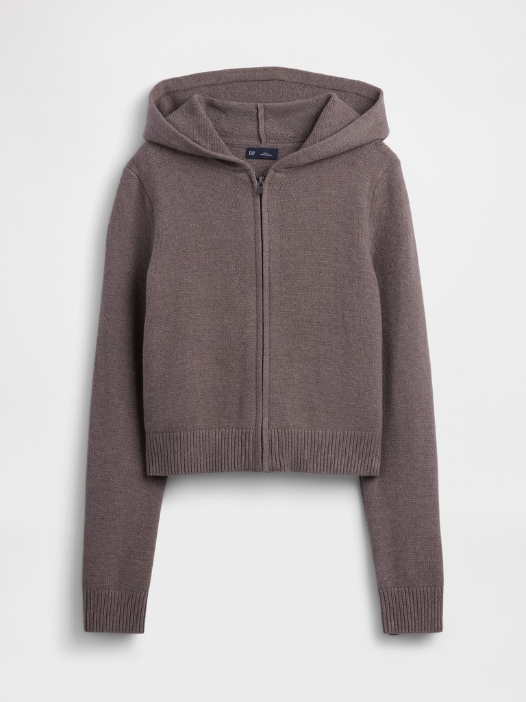 CashSoft Sweater Crop Zip Hoodie