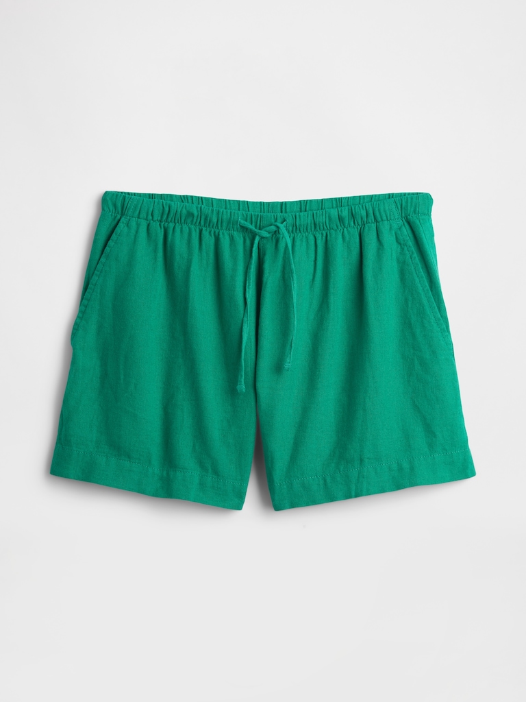 4" Pull-On Linen-Blend Shorts