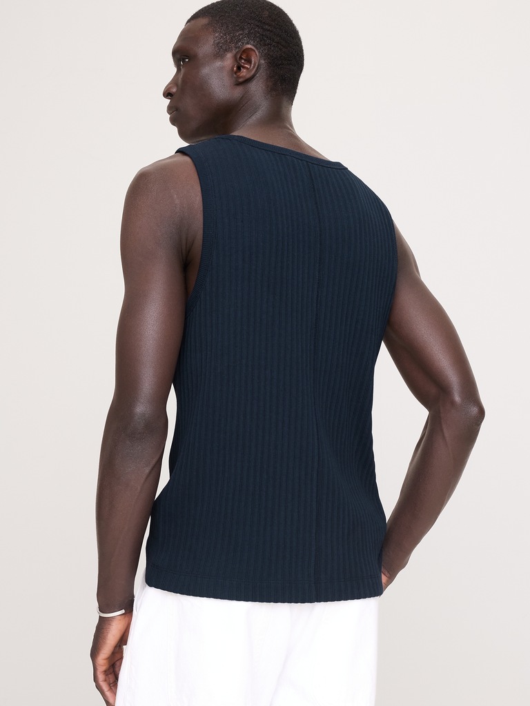 Ribbed Stretch-Cotton Tank