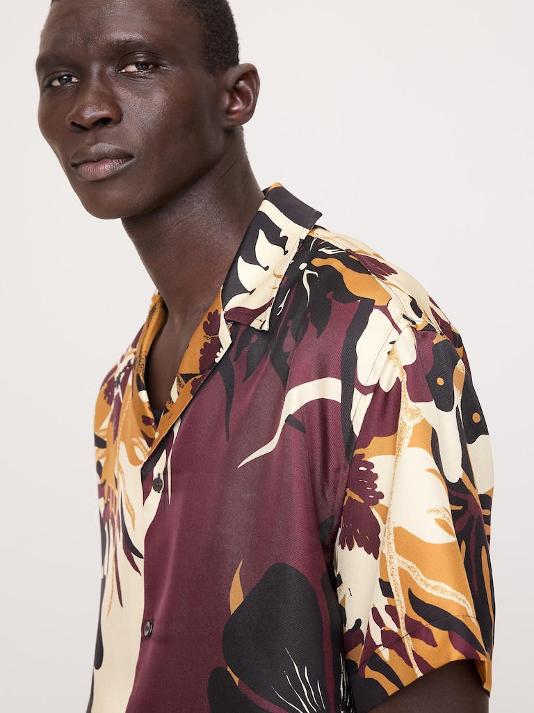 Standard-Fit Silk Resort Shirt