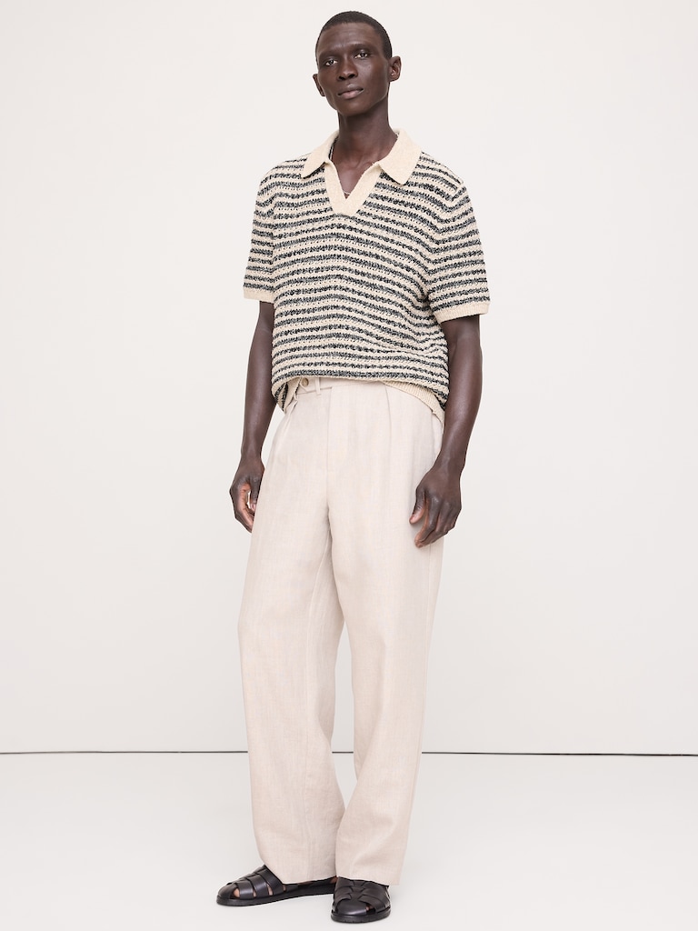 Cotton-Blend Bouclé Stripe Sweater Polo