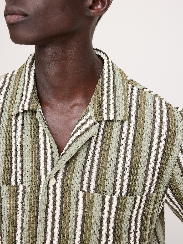 Crochet Stripe Resort Shirt