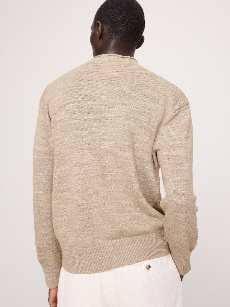 Linen-Cotton Slub Roll-Neck Sweater