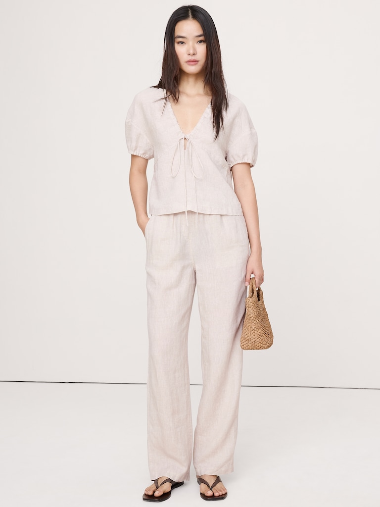 The Getaway Straight-Leg Pull-On Pant in Linen