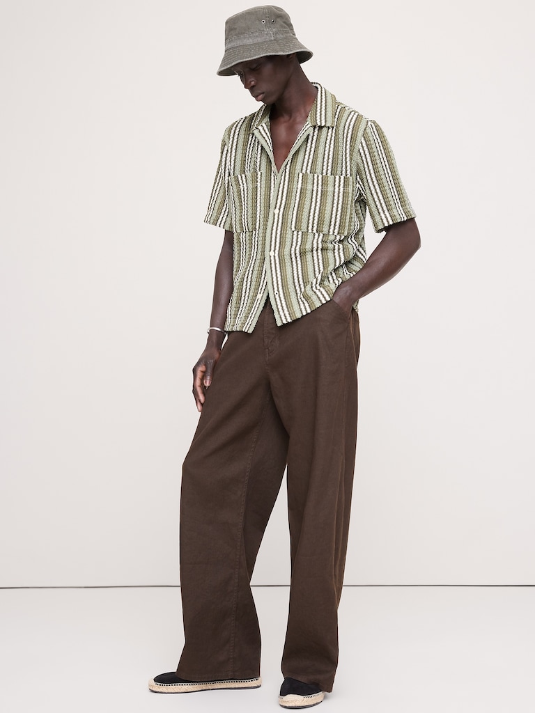 Crochet Stripe Resort Shirt