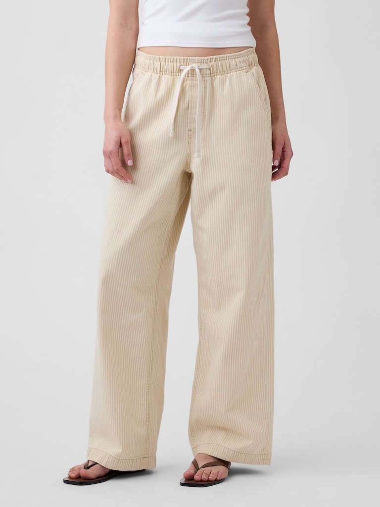 High Rise Pull-On Wide-Leg Jeans