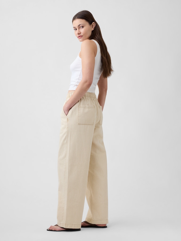 High Rise Pull-On Wide-Leg Jeans